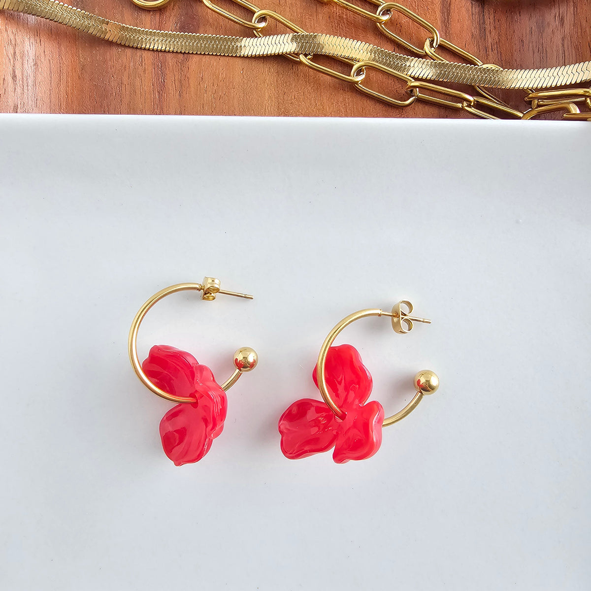 Magnolia Hoops - Poppy Red