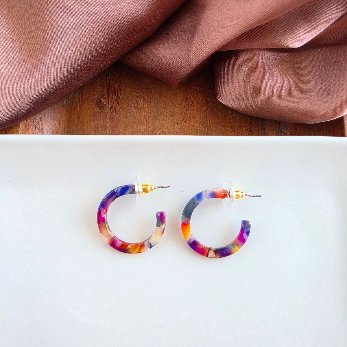 Cam Mini Hoops - Jewel Stained Glass