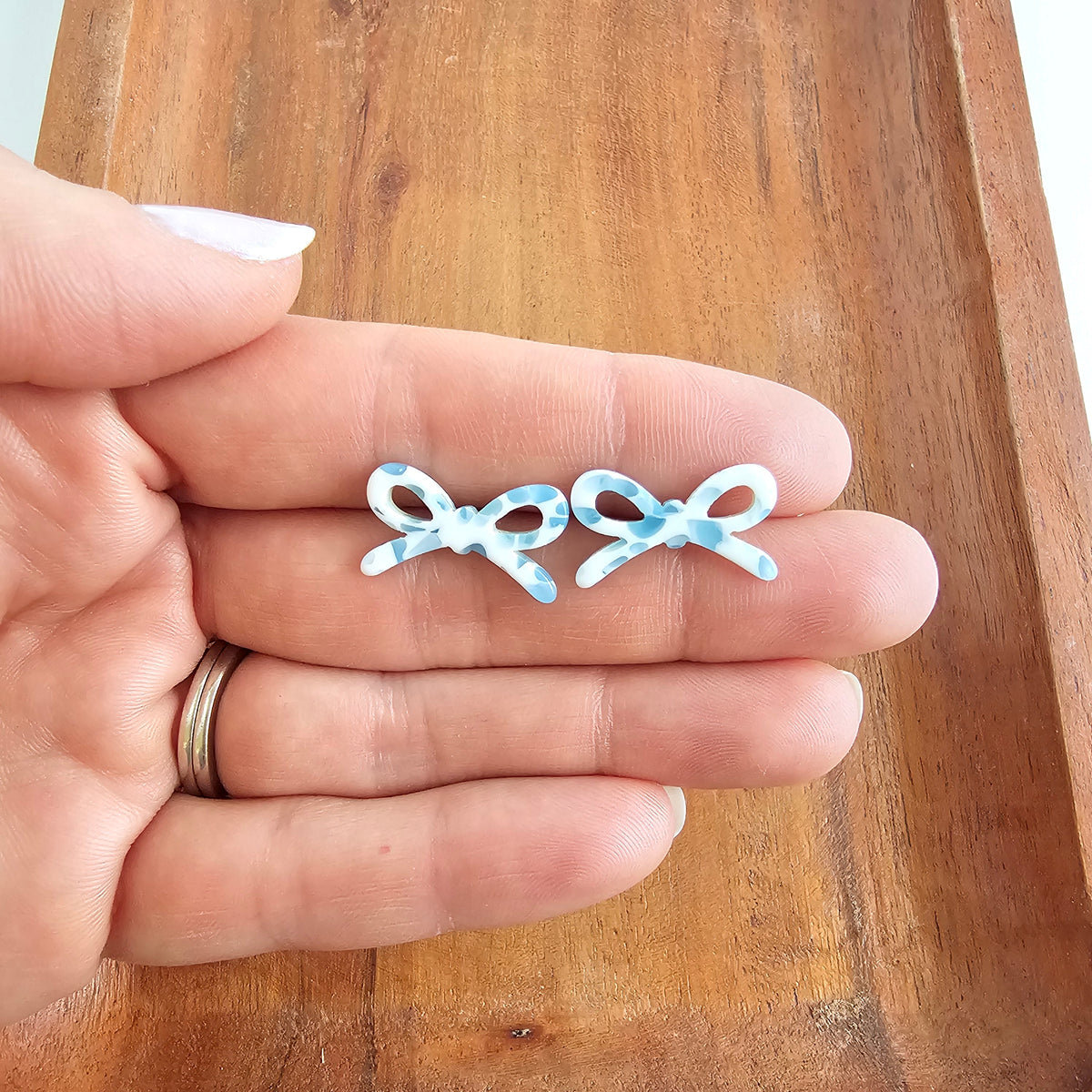 Bowie Studs - Pastel Blue Dot