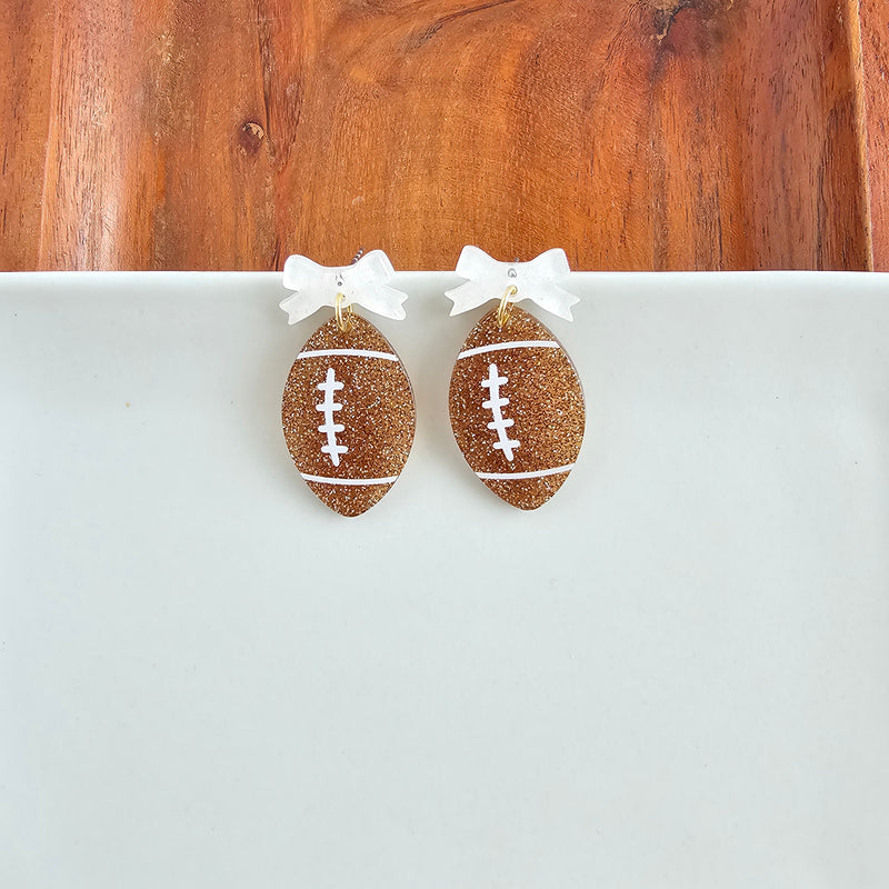 Bow Football Earrings