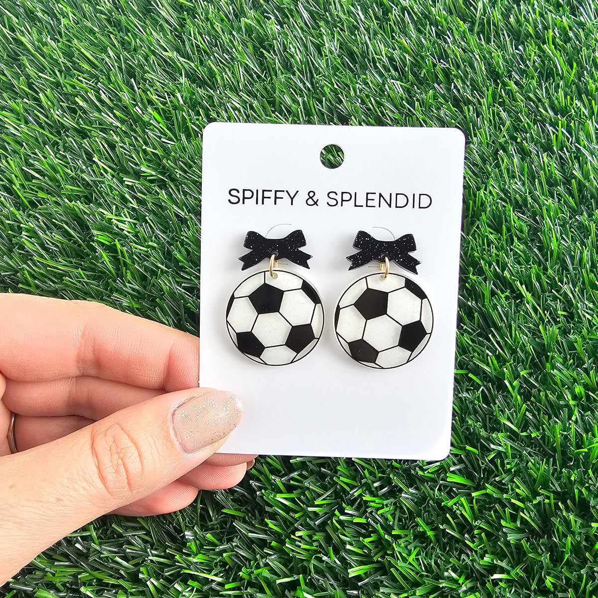 Bow Soccer Ball Earrings