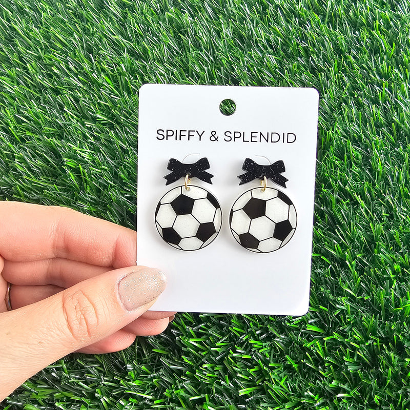 Bow Soccer Ball Earrings
