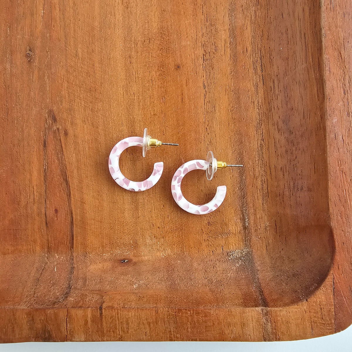 Micro Cam Mini Hoops - Powder Pink Dot