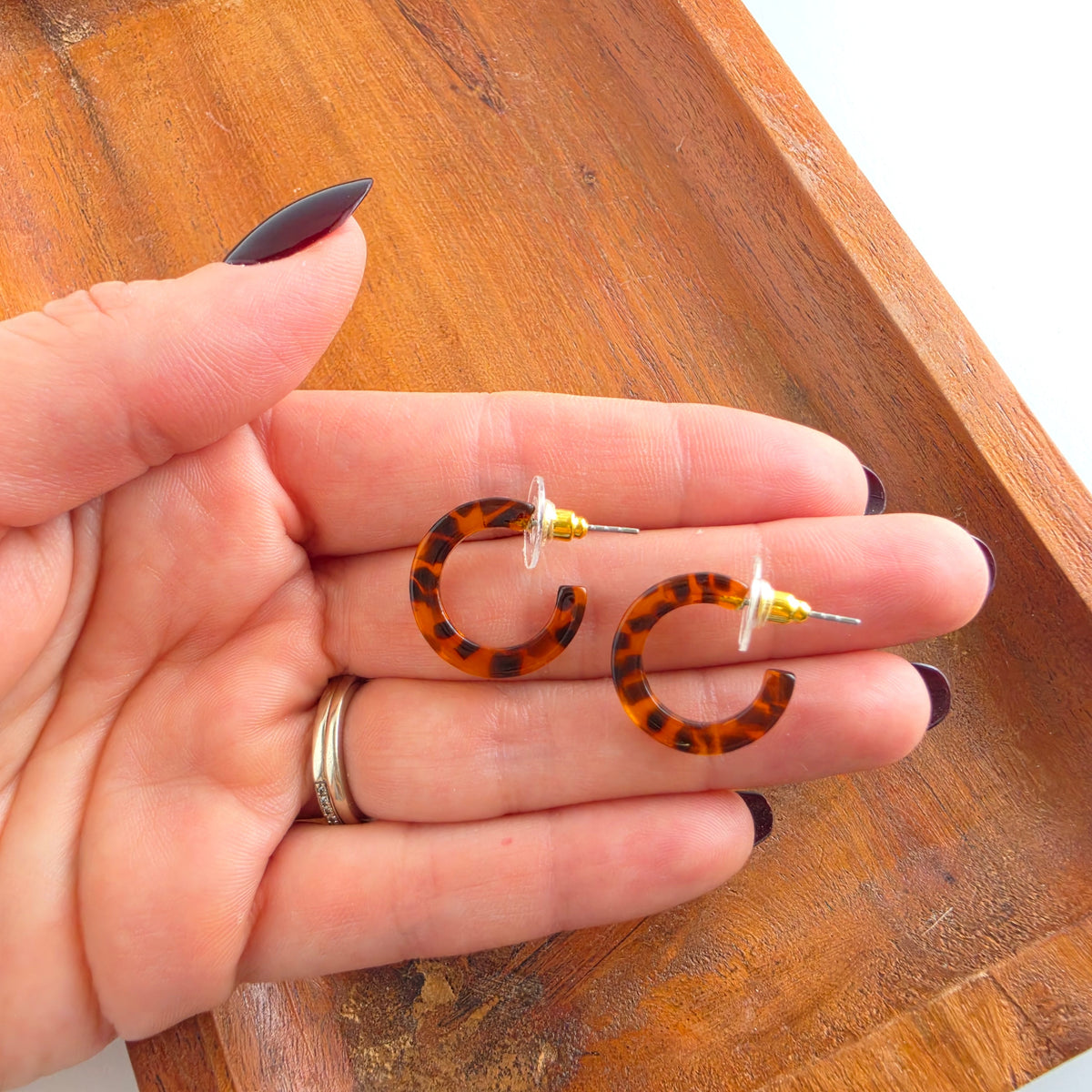 Micro Hoops - Amber Dot