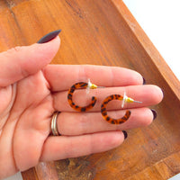 Micro Hoops - Amber Dot