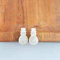 Snowman Studs - White Shimmer