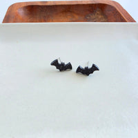 Bat Studs - Black Glitter
