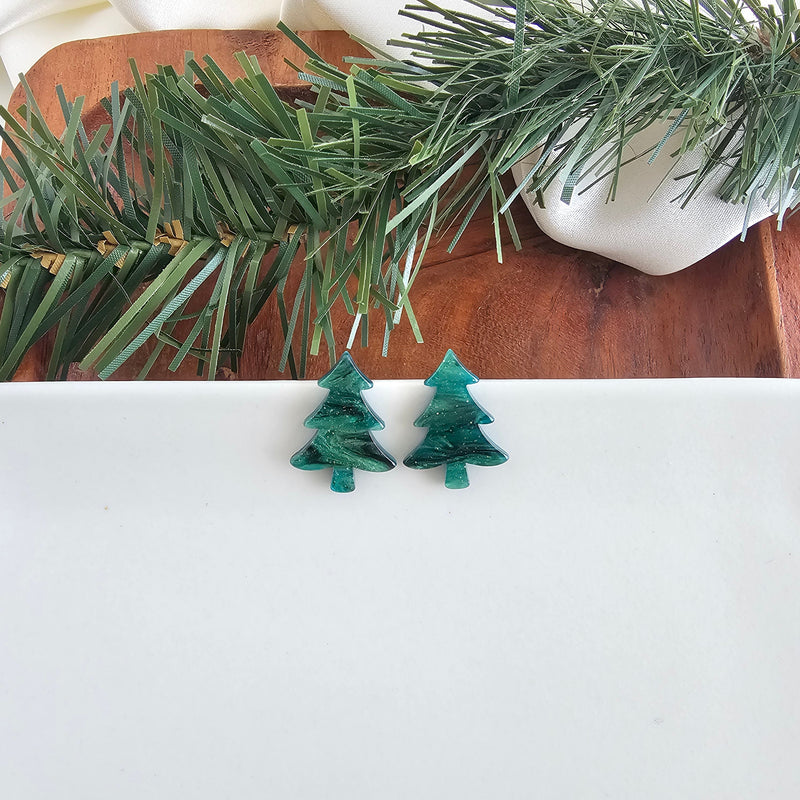 Christmas Tree Studs - Green Shimmer