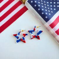 Mini Star Hoops - Red, White & Blue