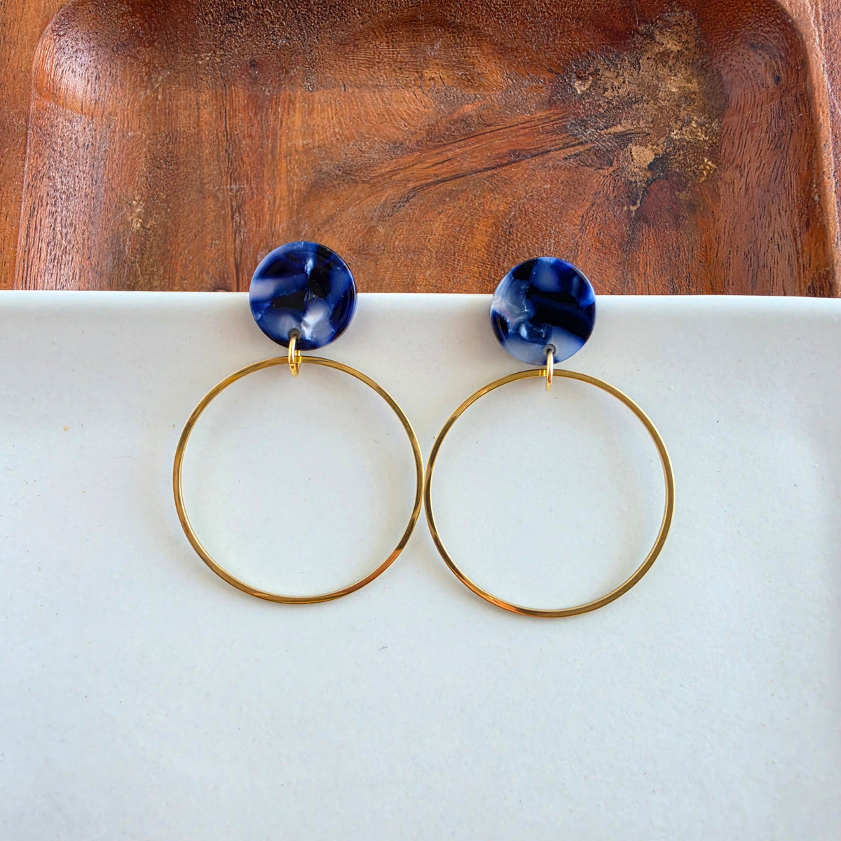 Amelia Earrings - Midnight Marble