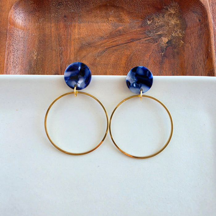 Amelia Earrings - Midnight Marble