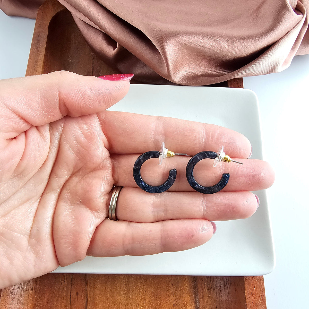 Micro Cam Mini Hoops - Midnight Shimmer