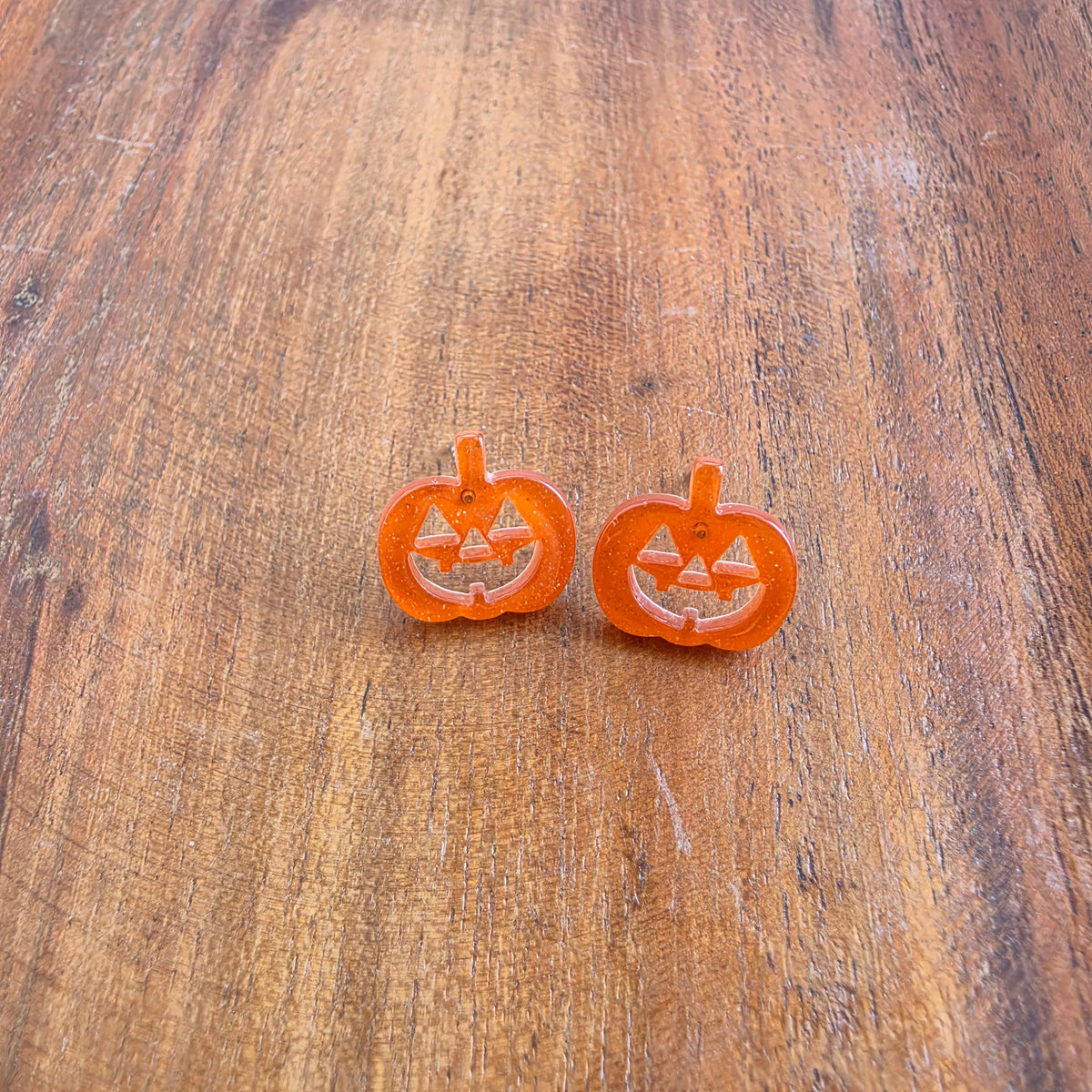 Jack O' Lantern Pumpkin Studs - Orange Glitter