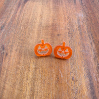 Jack O' Lantern Pumpkin Studs - Orange Glitter