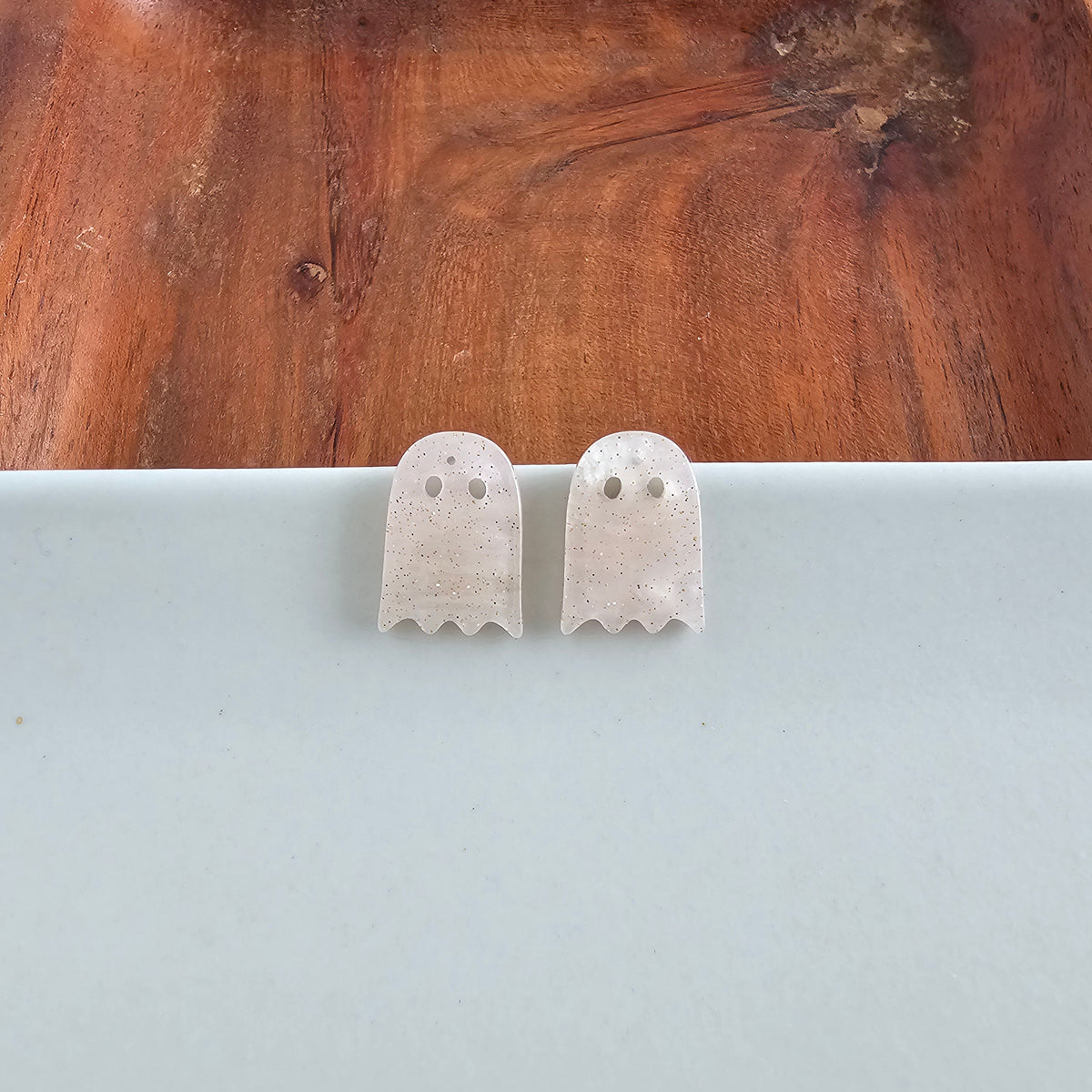 Mini Ghost Studs - Light Pink Shimmer