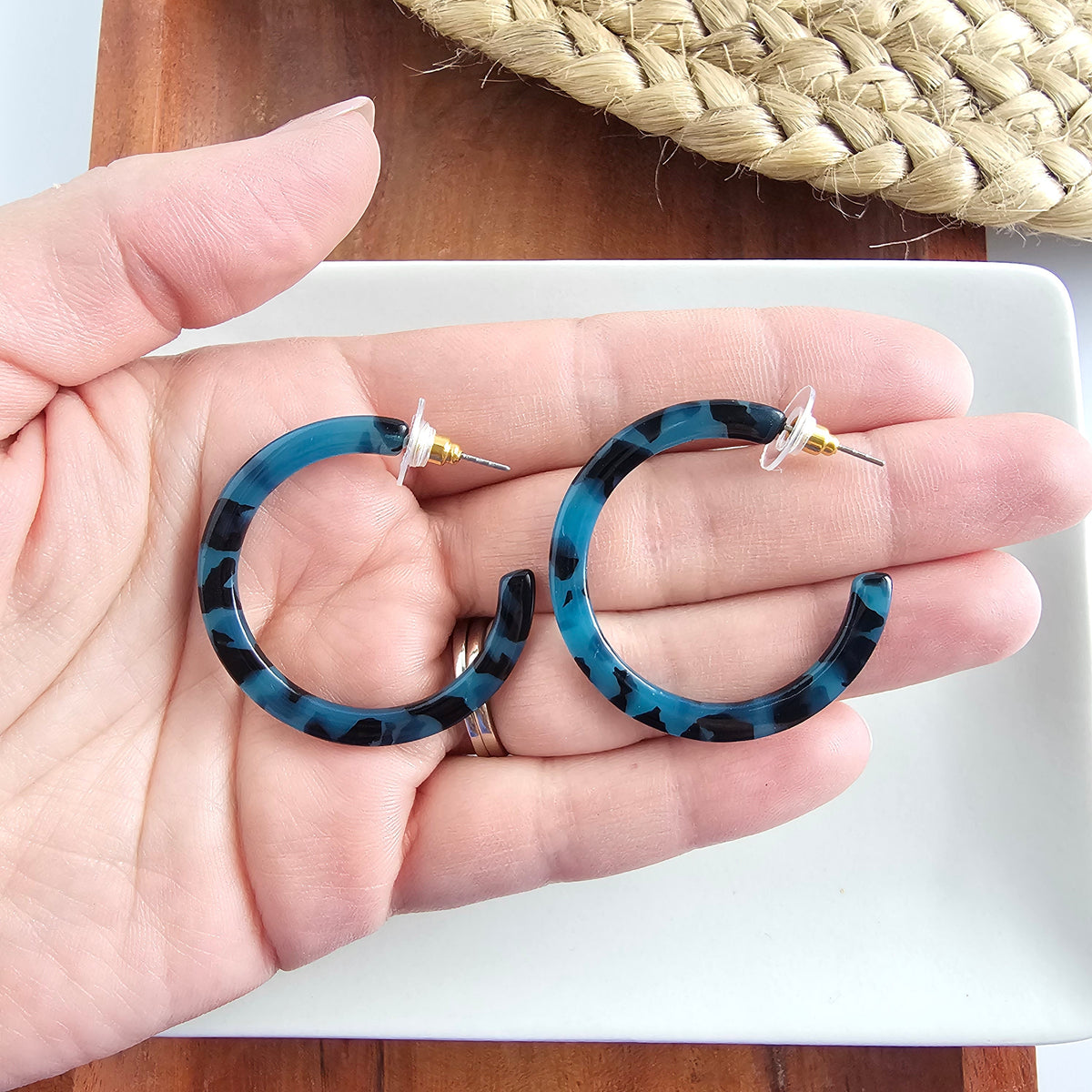 Camy Hoops - Blue Tortoise
