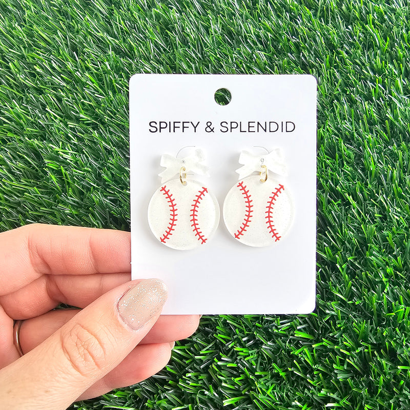 Bow Baseball Earrings
