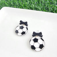 Bow Soccer Ball Earrings