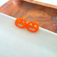 Jack O' Lantern Pumpkin Studs - Orange Glitter
