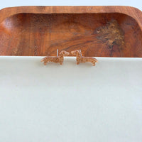 Dainty Dachshund Studs - Brown Glitter