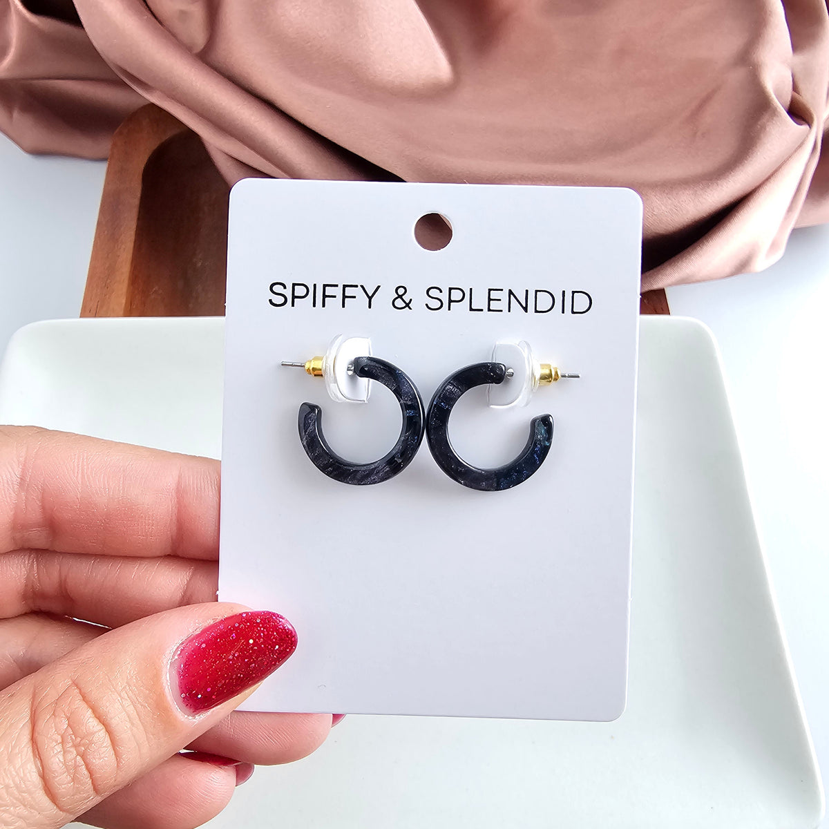 Micro Cam Mini Hoops - Midnight Shimmer