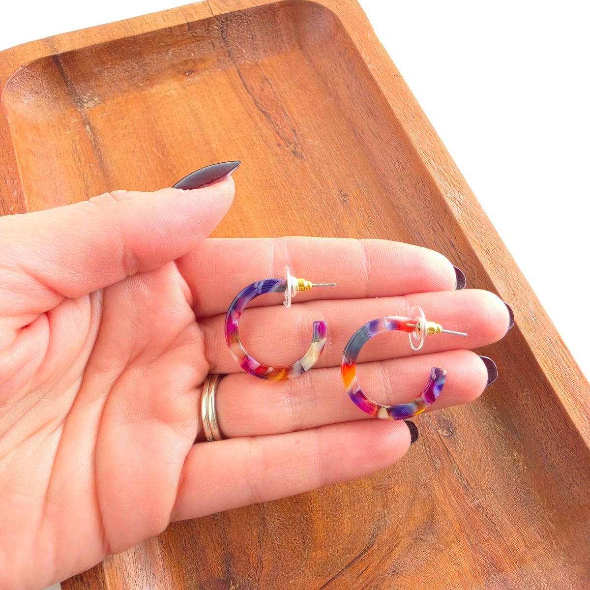 Cam Mini Hoops - Jewel Stained Glass
