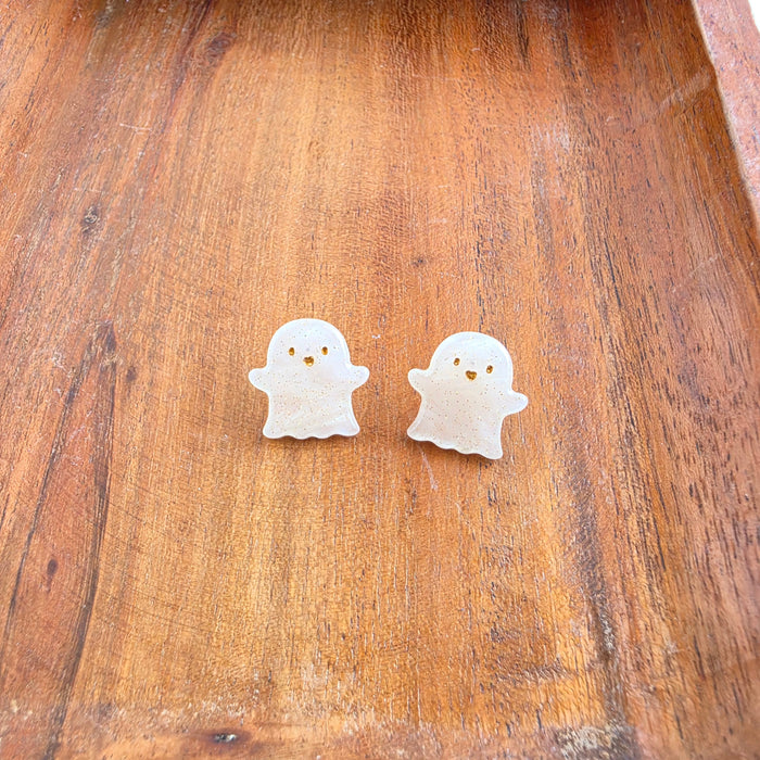 Friendly Ghost Studs - White Shimmer