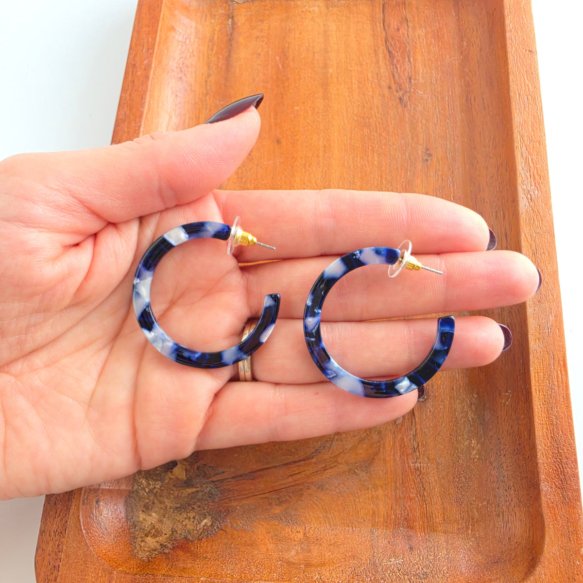 Camy Hoops - Midnight Marble