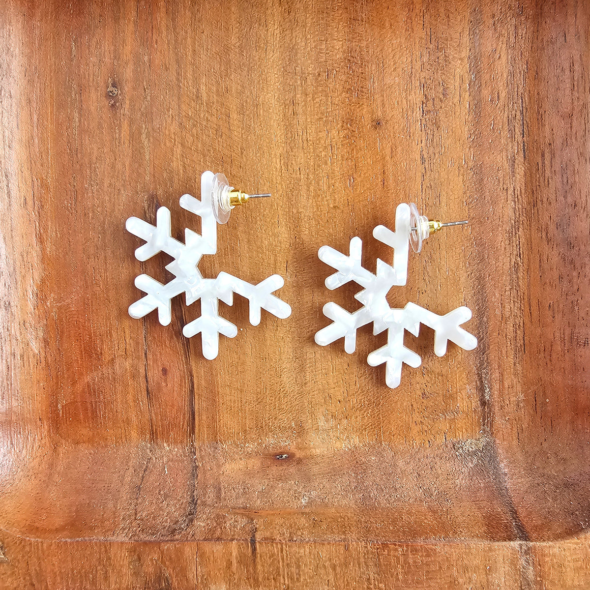 Snowflake Hoops - Cream