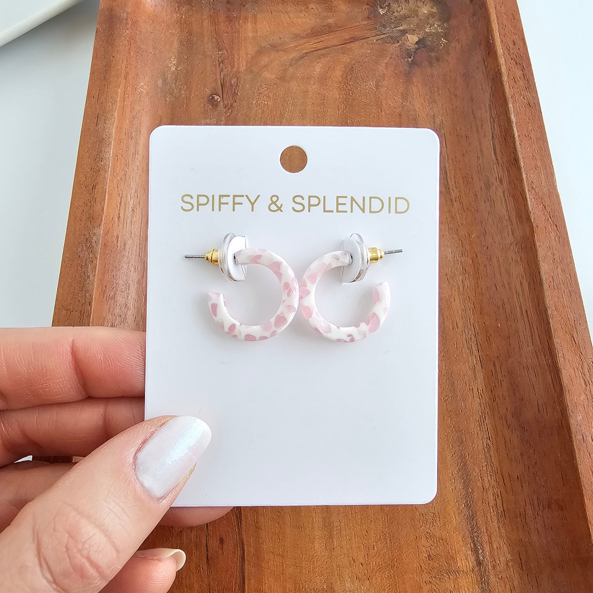 Micro Cam Mini Hoops - Powder Pink Dot