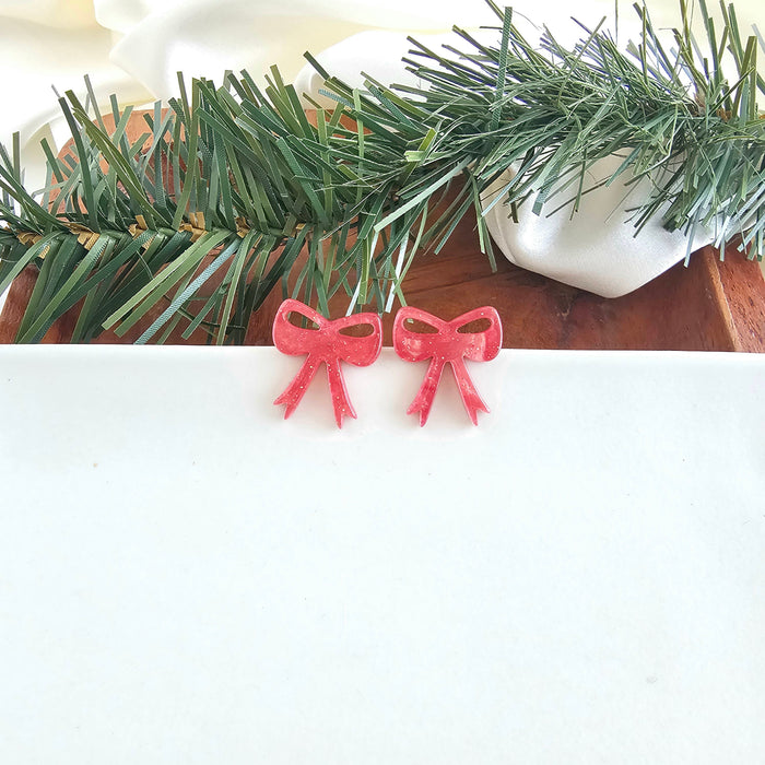 Bow Studs - Red Shimmer