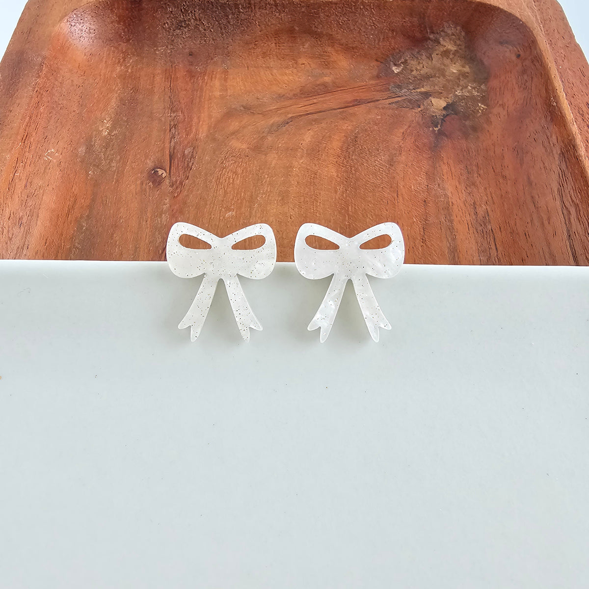 Bow Studs - White Shimmer