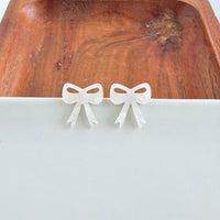Bow Studs - White Shimmer