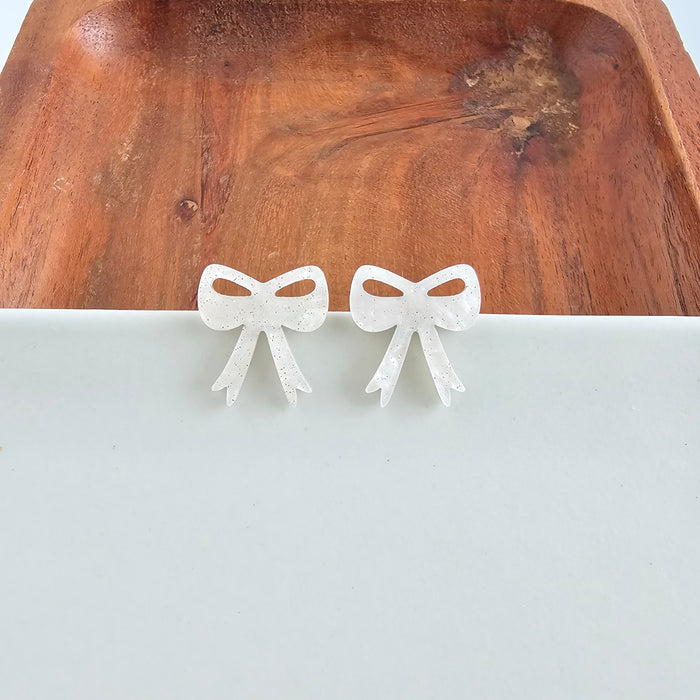 Bow Studs - White Shimmer