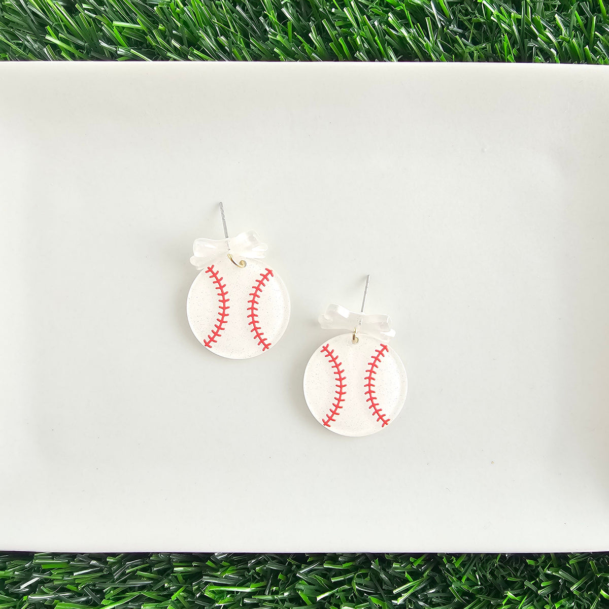 Bow Baseball Earrings
