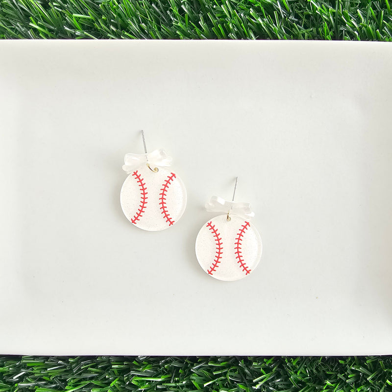 Bow Baseball Earrings