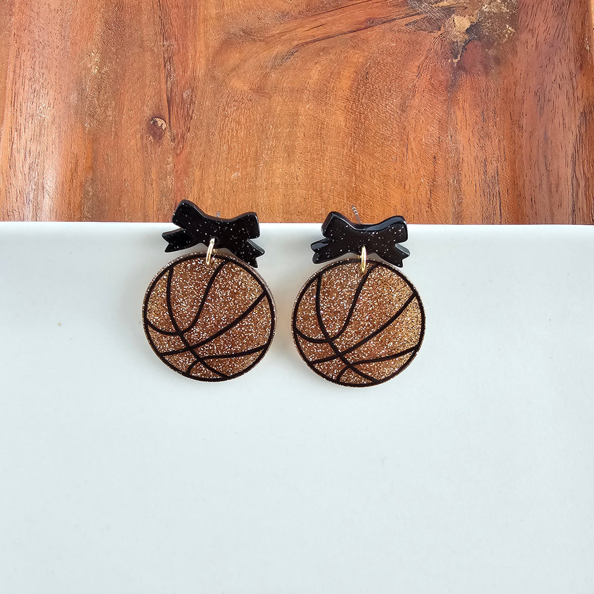 Bow Basketball Earrings