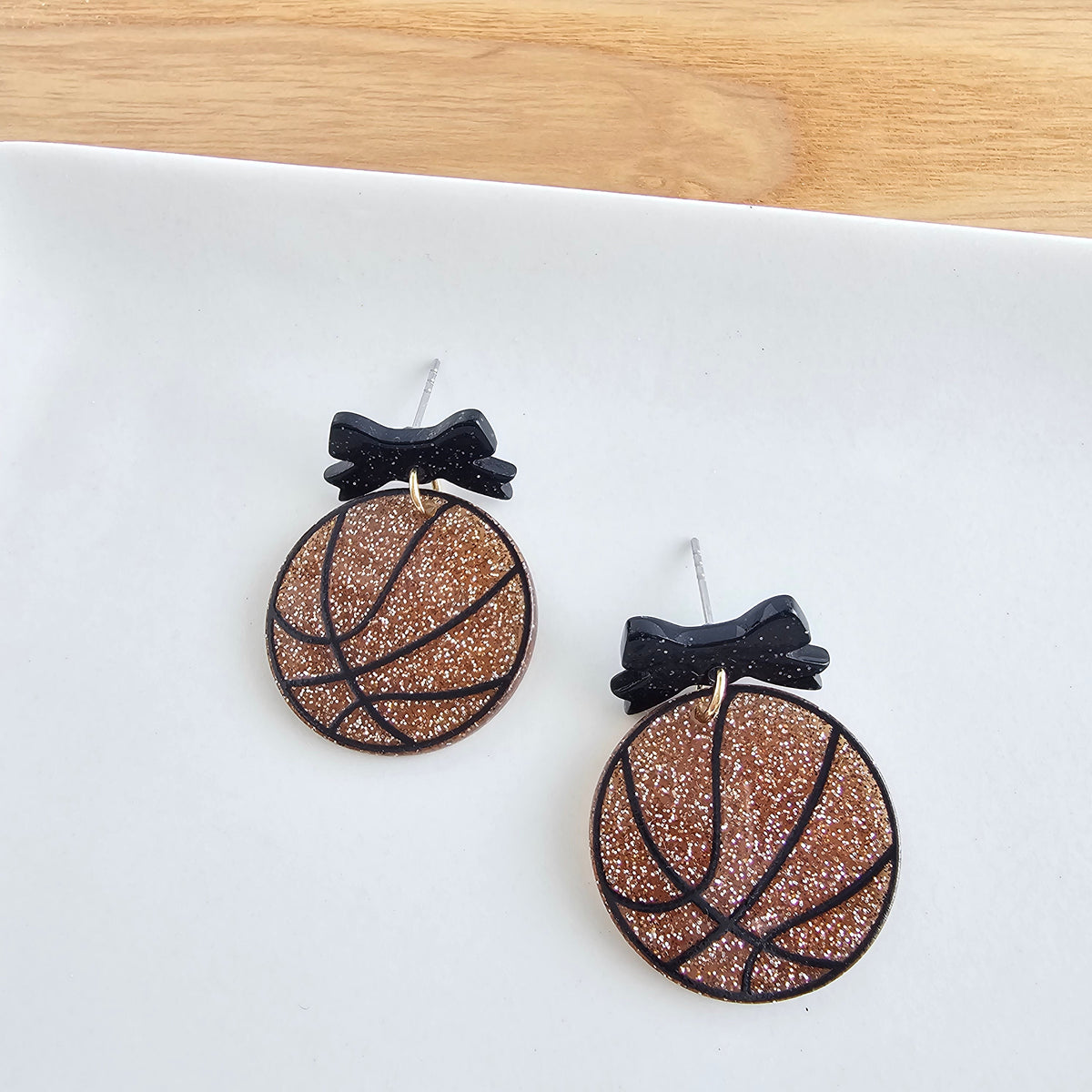 Bow Basketball Earrings