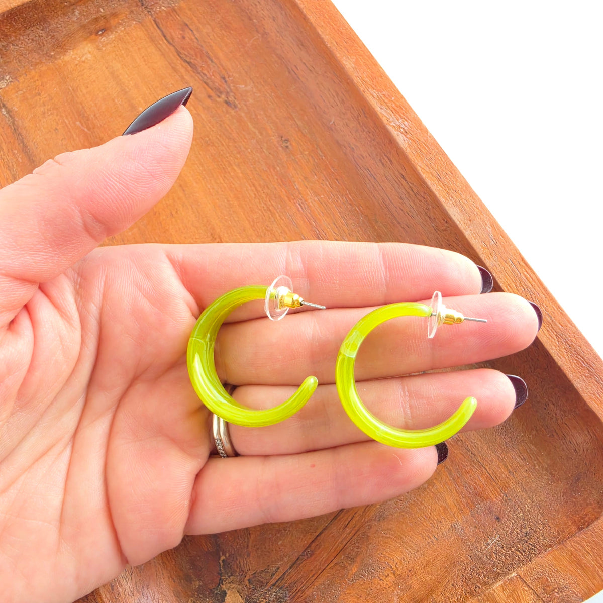 Tara Hoops - Olive Green