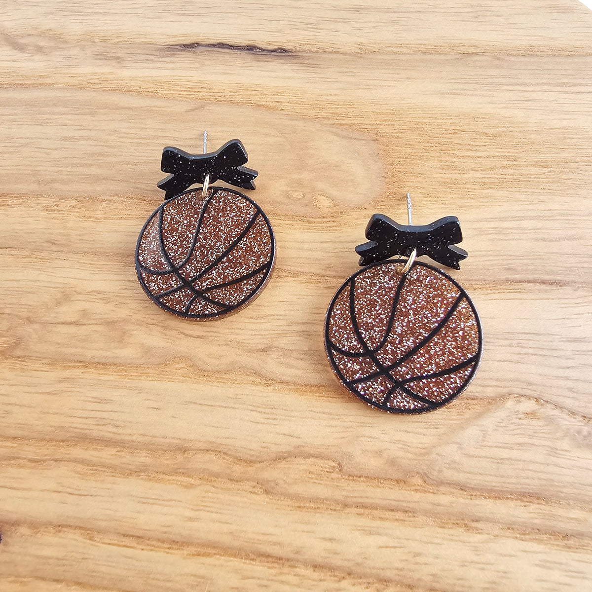 Bow Basketball Earrings