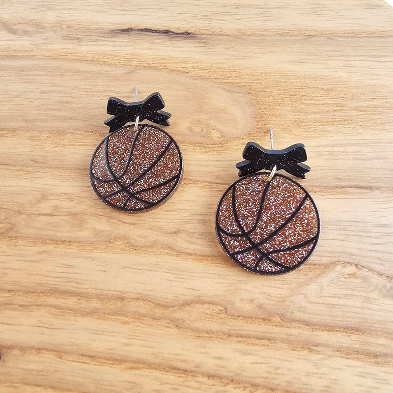 Bow Basketball Earrings