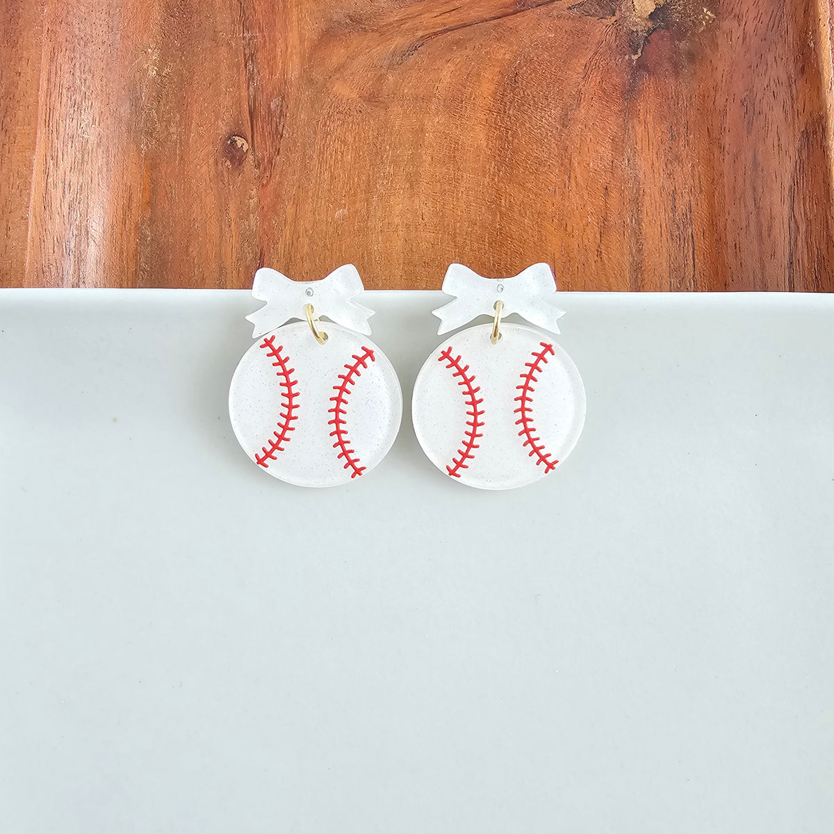Bow Baseball Earrings