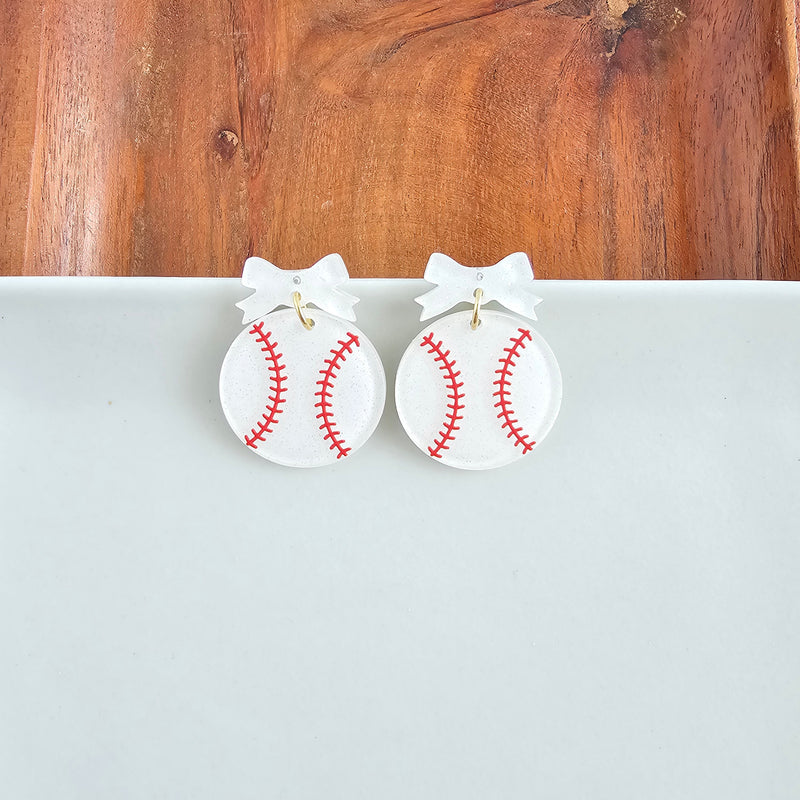 Bow Baseball Earrings