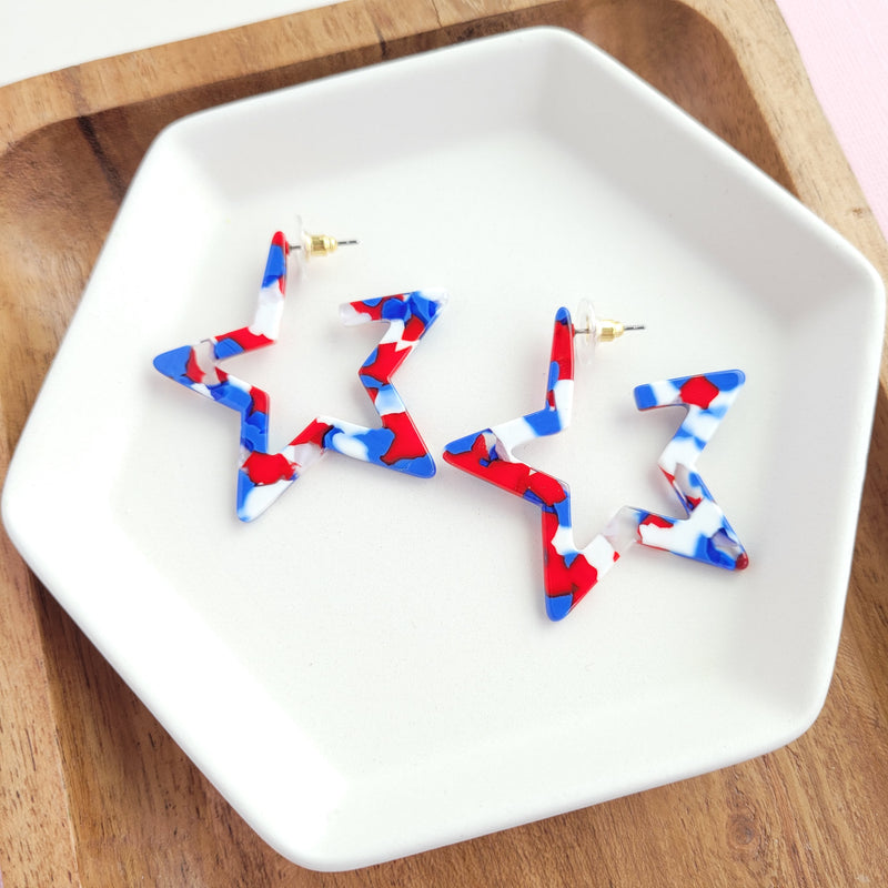 Star Hoops - Red, White & Blue