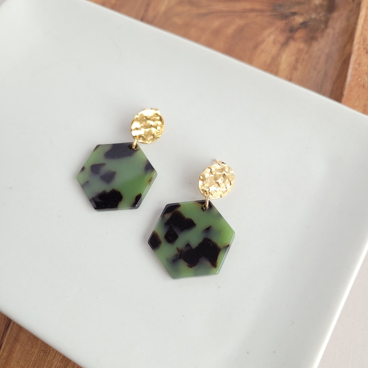 Roxy Earrings - Olive Tortoise