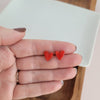 Hand Drawn Heart Studs- Red