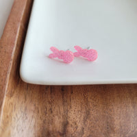 Glitter Bunny Studs - Pink