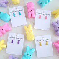 Glitter Bunny Studs - Pink