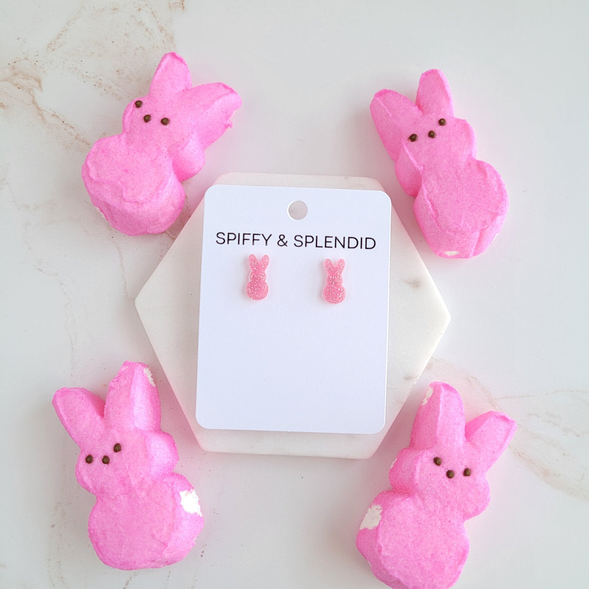 Glitter Bunny Studs - Pink