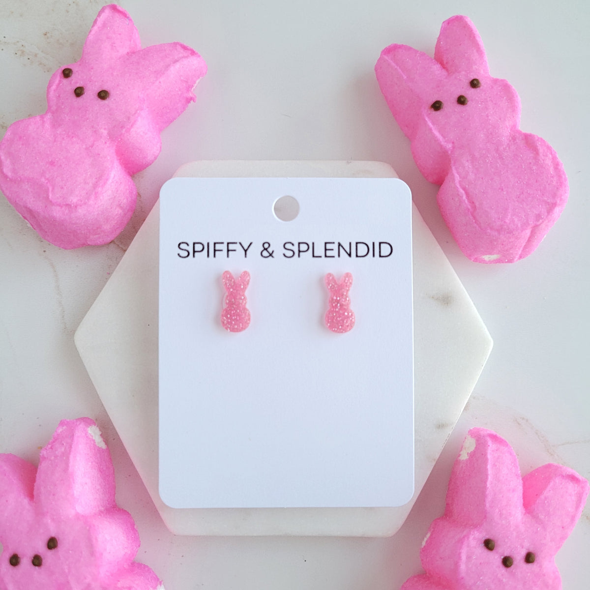 Glitter Bunny Studs - Pink